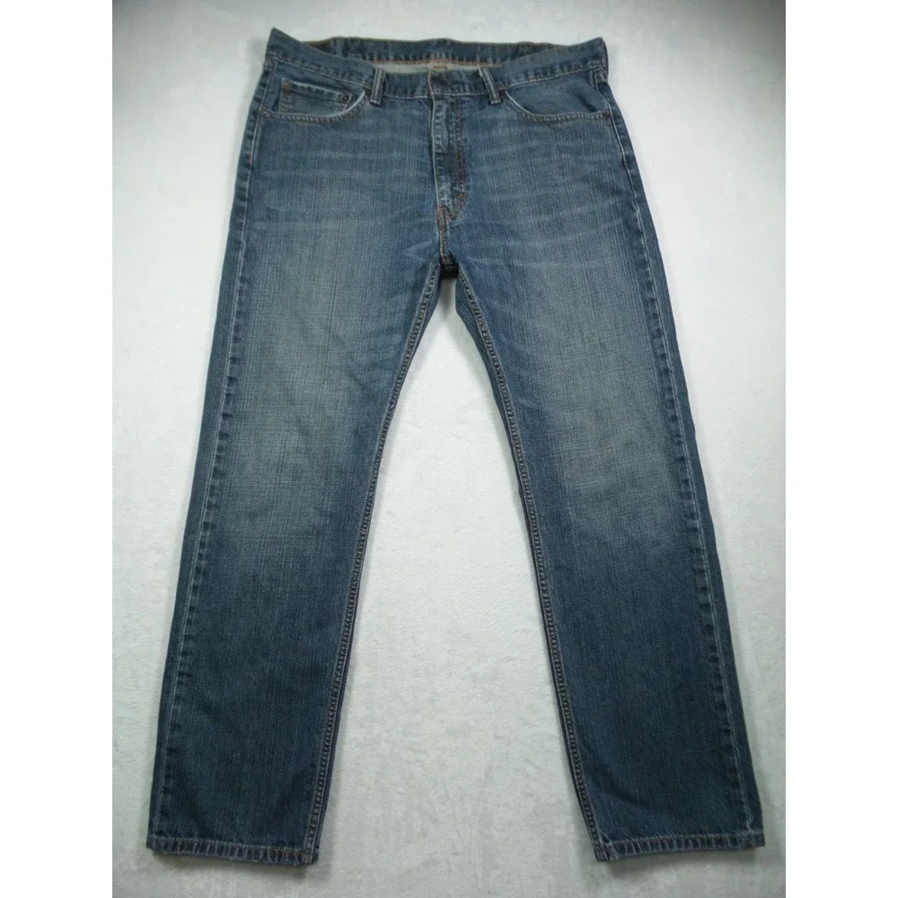 Levis 505 Mens Jeans 38 x 32 Blue Denim Straight Leg Regular Fit Mid Rise